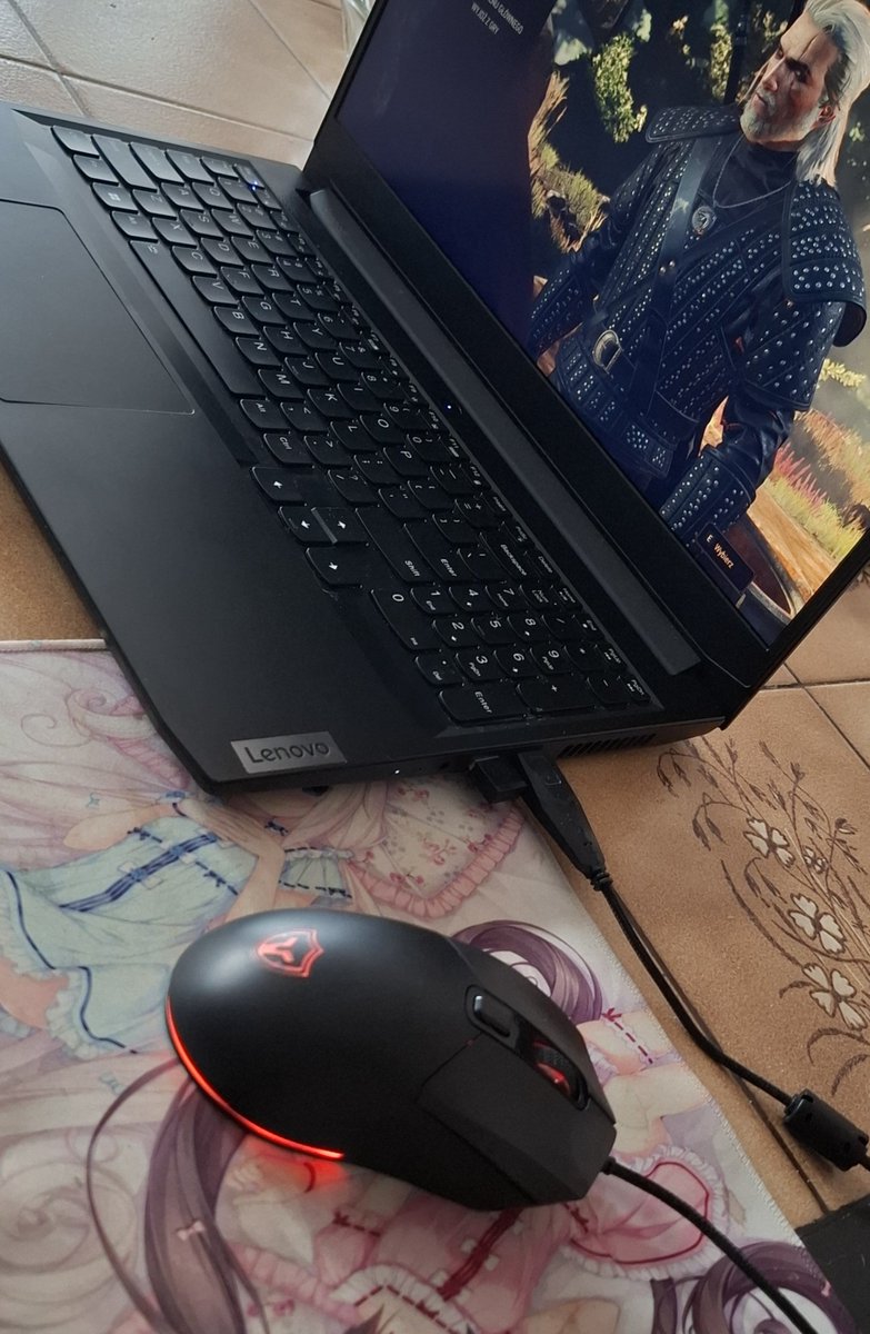 VATTGH3RNN's tweet photo. wanted to play the witcher without bringing my giant mousepad so I had to whip out an ancient relic https://t.co/d6DBHnkTnP