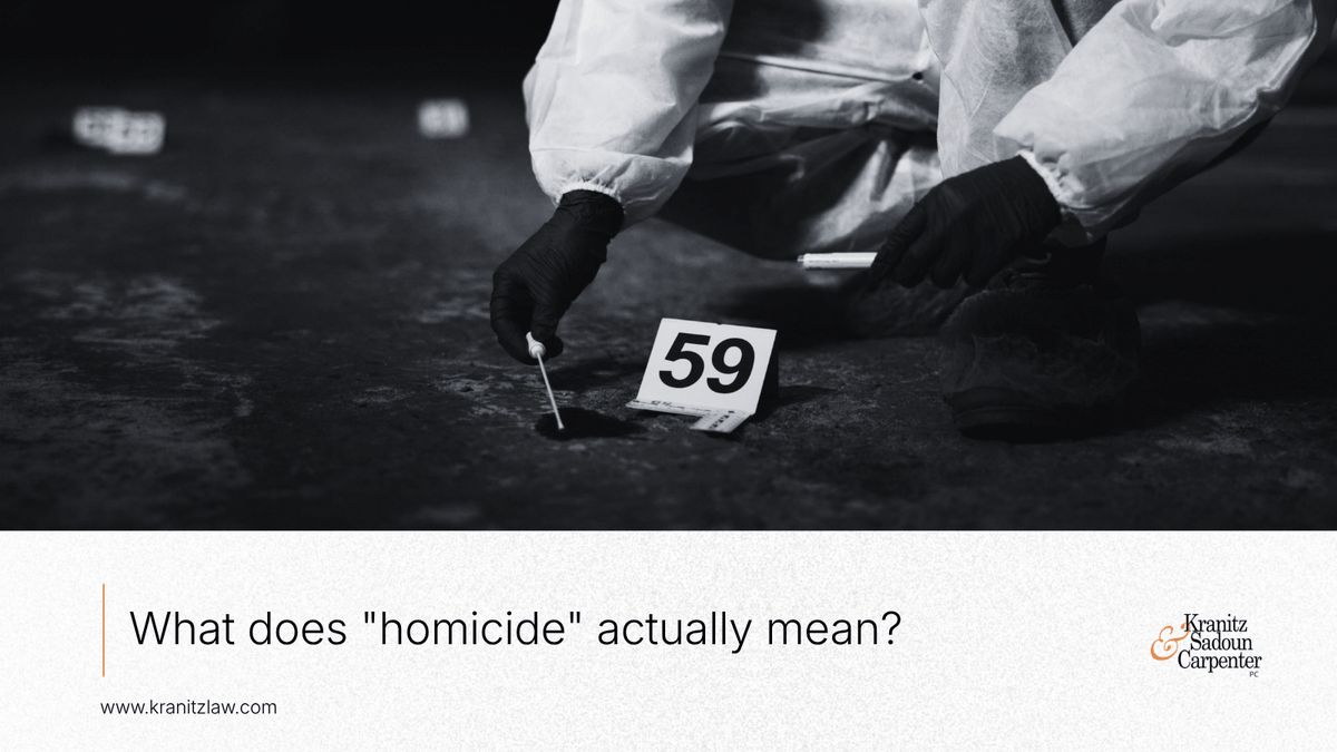 kranitzlaw's tweet photo. Homicide is a broad legal term that can encompass both intentional and unintentional killings.

Depending on the circumstances, homicide may include situations involving:
• Murder
• Manslaughter
• Self-defense
• Justifiable use of force by law enforcement
• Accidental death https://t.co/Wp2CkR0uah