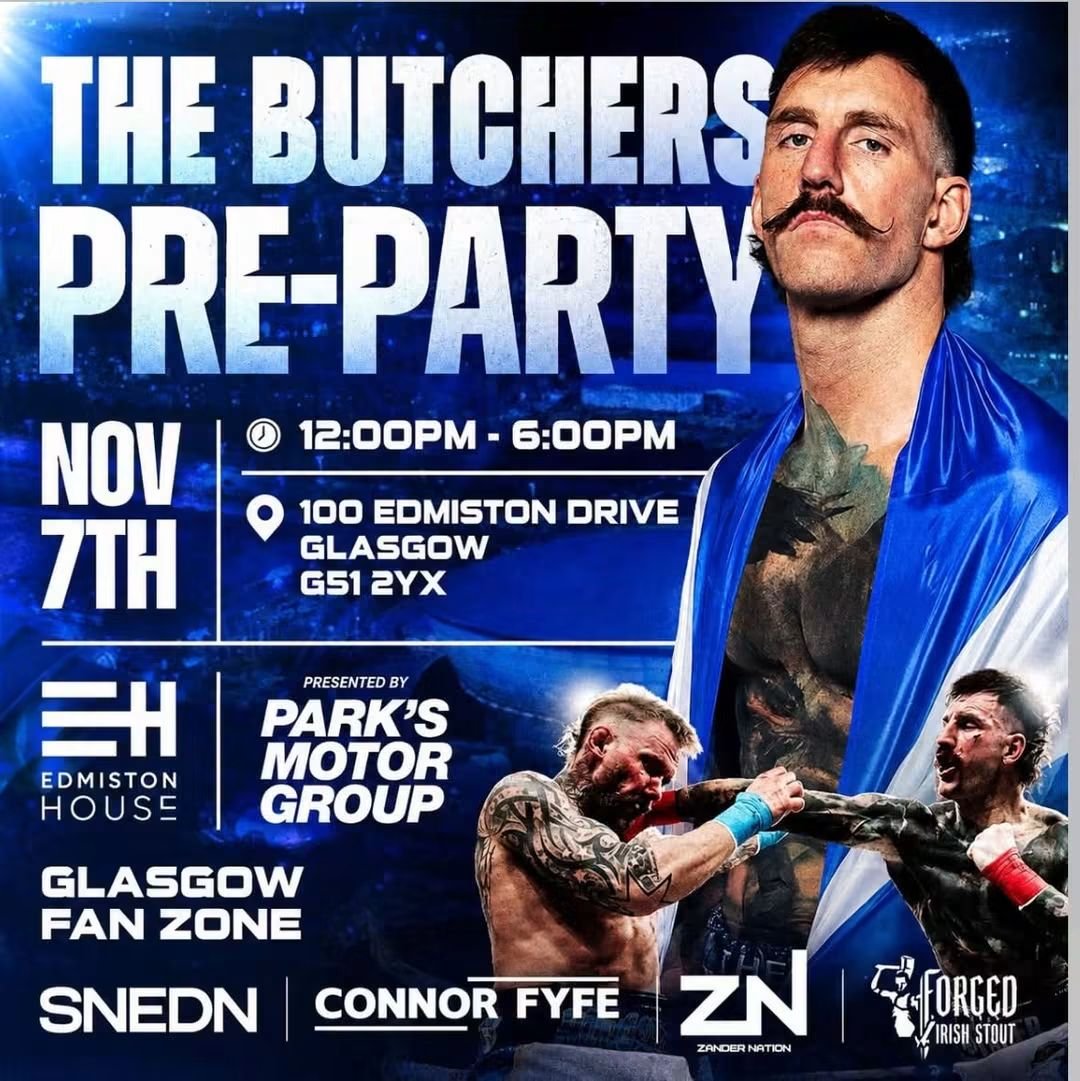 BlueBearNose's tweet photo. This looks class hopefully a good turn out over there for the Butcher. 🇬🇧🏴🎶 @EdmistonHouse @bareknucklefc #SeanWeir #Glasgow #PreParty #BKFC #Fighter https://t.co/QH2yo7Uza1