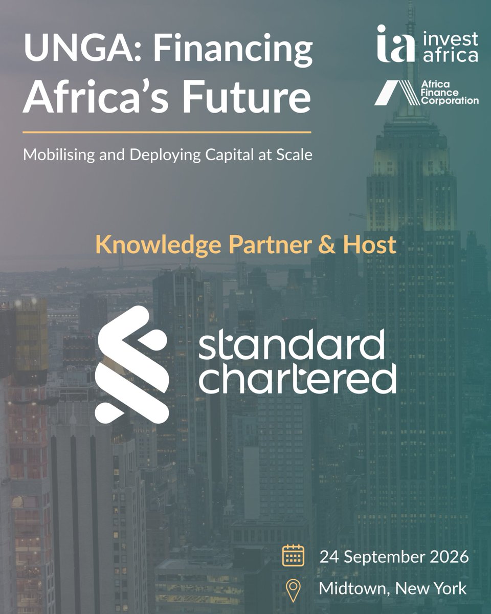 StanChartNG's tweet photo. We're proud to be the Knowledge Partner and Host of Invest Africa's Financing Africa's Future Forum on the margins of the 81st United Nations General Assembly in New York. https://t.co/7UWwvADL2t