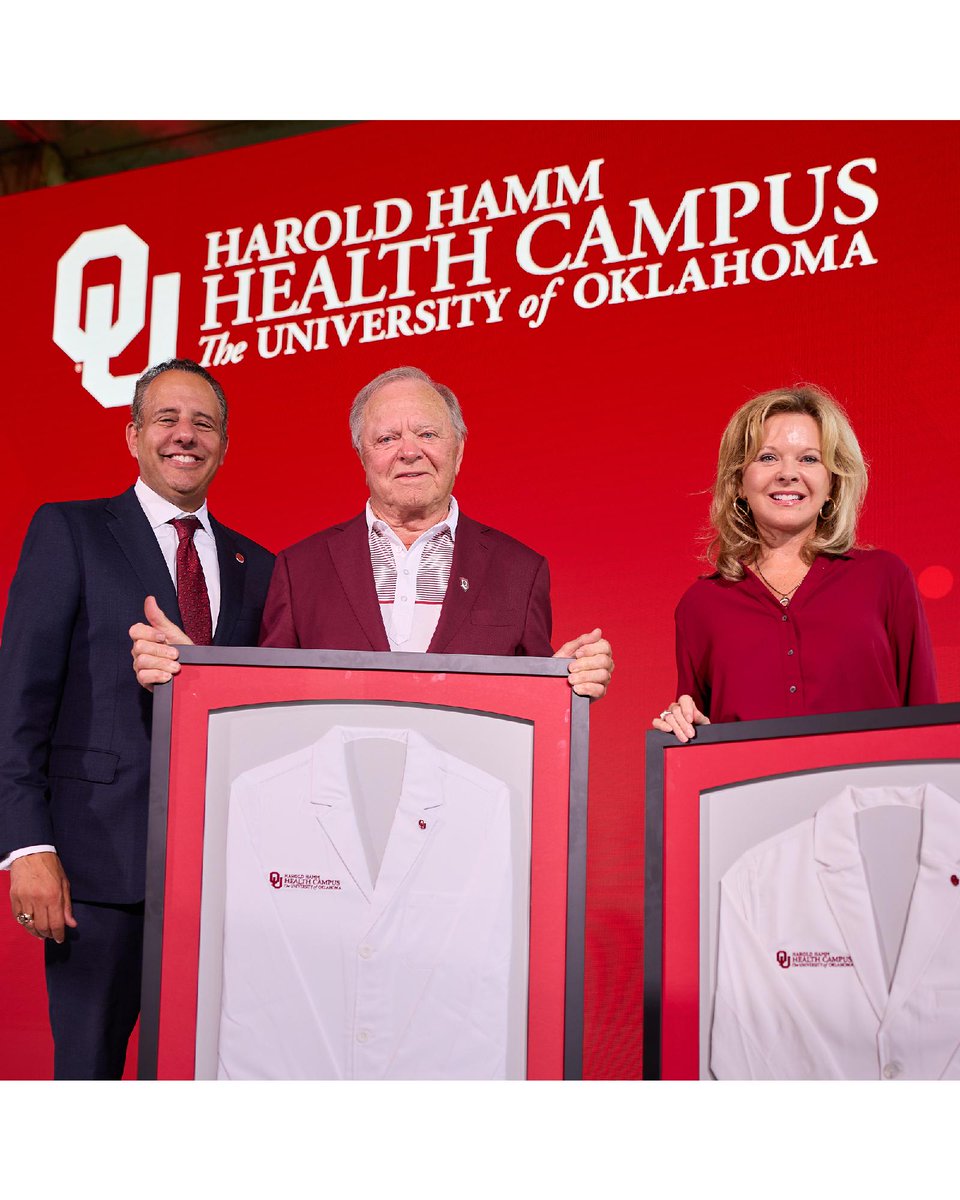 UofOklahoma's tweet photo. OU’s academic health enterprise wouldn’t be where it is today without Harold Hamm’s extraordinary philanthropy. 

A closer look at the impact of what Harold Hamm’s historic $150 million investment will do for the future of Oklahoma’s health.

🔗 https://t.co/LDStG8tHGE https://t.co/YHMsGsAVQ2