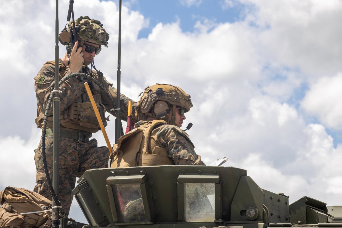 22nd_MEU's tweet photo. Mechanized Mayhem

U.S. Marines with 2nd LAR, BLT 3/6, #22ndMEUSOC, fire the M242 25mm Bushmaster chain cannon during a zero range on Camp Santiago, Puerto Rico, September 23, 2025, during #Deployment 25-26.

#USMC 📸by GySgt. Brett Norman https://t.co/Bu9FVklWUY
