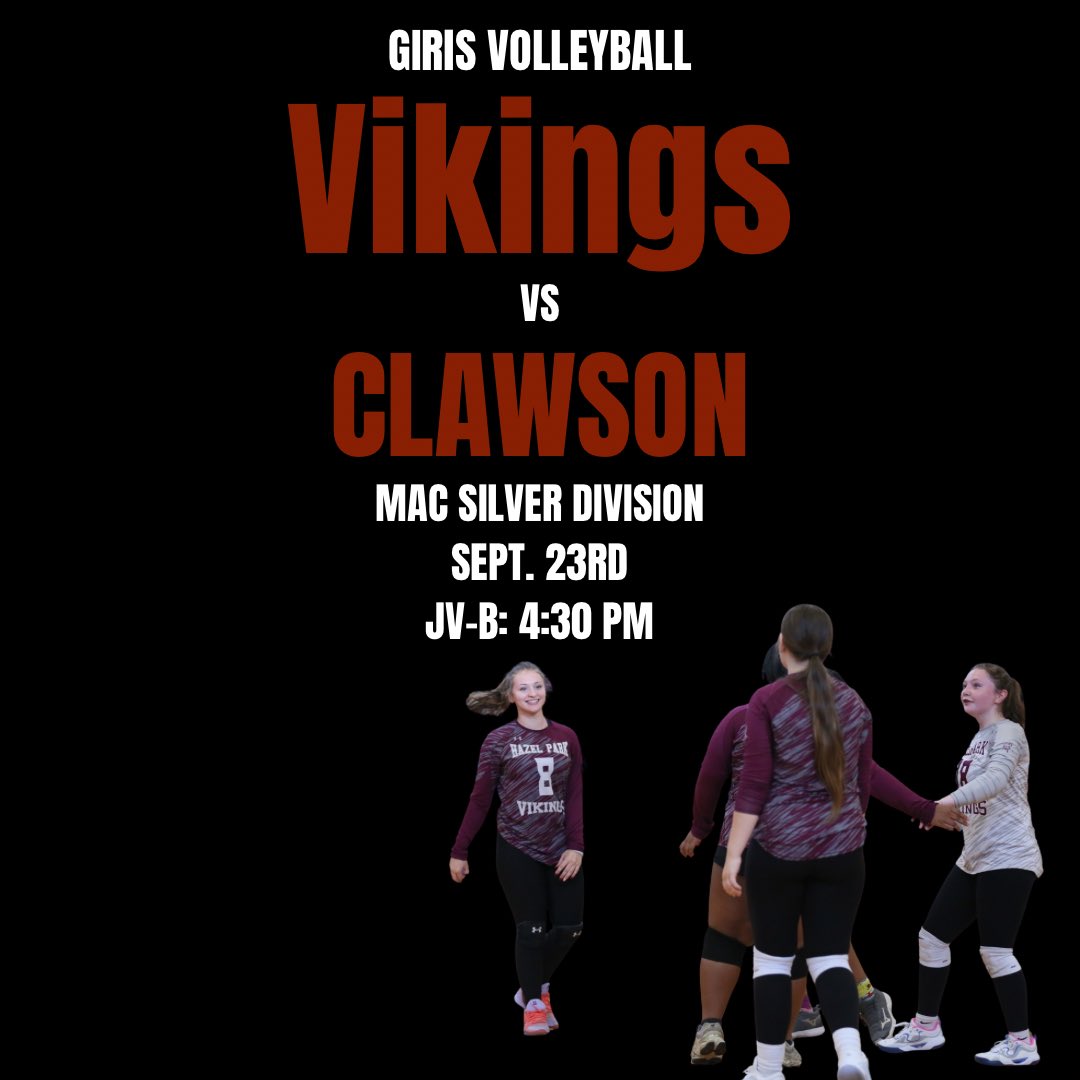 HP_Schools's tweet photo. It’s GAME DAY HPS!!! Our JV-B Girls Volleyball team is at home and our Varsity Boys Soccer team competes away. Our Junior High Girls Volleyball teams are also home. #hazelparkschools #GoVikings #GoPatriots #WeAreOne https://t.co/k2wvNy8NbZ