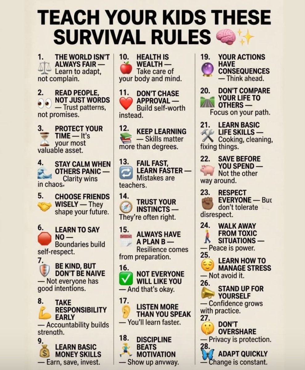 AspirantsBooks's tweet photo. Teach your kids these survival rules https://t.co/PS8R6Dj4zv