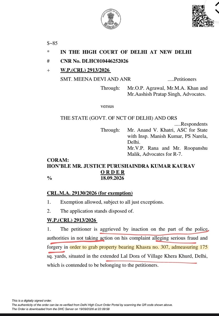 advamanyadav22's tweet photo. Absolutely cinema.🫡

Land grabbers fabricated DHC order to grab a plot.

They took genuine order &amp; illegally typed "Interim stay granted" at bottom. 

Court caught fraud dead to rights &amp; ordered Registrar &amp; Police Commissioner for strict criminal investigation within 2 months..! https://t.co/DfUWQ8q6Zj