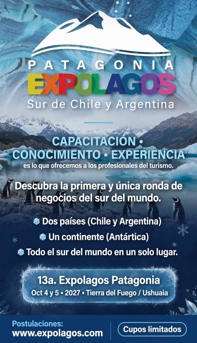 expolagos's tweet photo. 📍 Dos países (Chile y Argentina)
 🌐 Un continente (Antártica)
✨ Todo el sur del mundo en un solo lugar

@findelmundoar @InFueTur @chubutpatagonia @comodoroturismo @Bariloche_ar @neuquenturismo @RioNegroTurismo @SernaturXII @sernaturaysen #patagonia #surdechile #surargentina https://t.co/9ITM6WkgbL