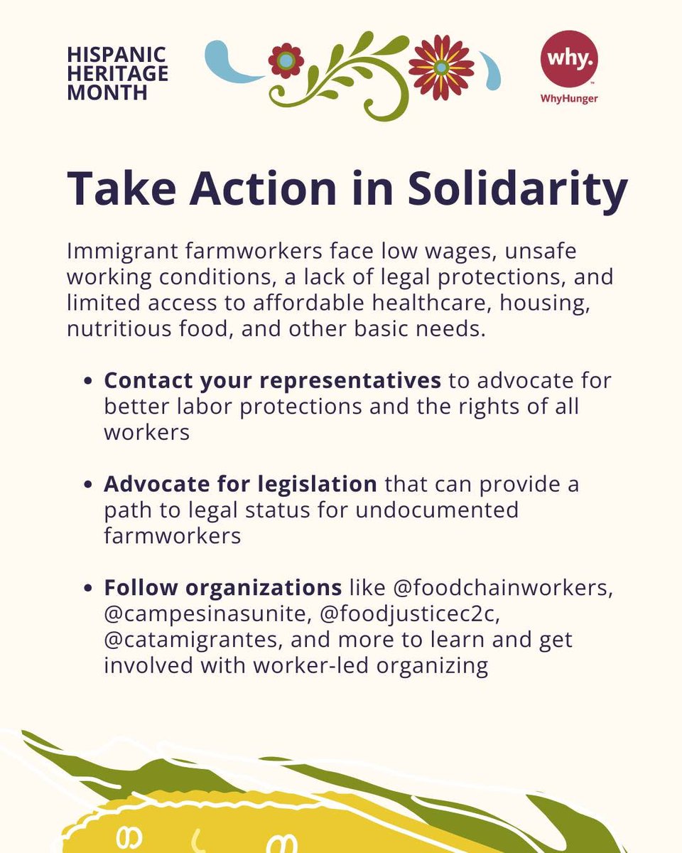 CATAMigrantes's tweet photo. Latino farmworkers plant, tend, and harvest the food on our tables, yet their contributions often go unseen. This Hispanic Heritage Month, recognize their work and support farmworker-led organizing. Reposted from @whyhunger. #HispanicHeritageMonth https://t.co/HrVDeP6MoC