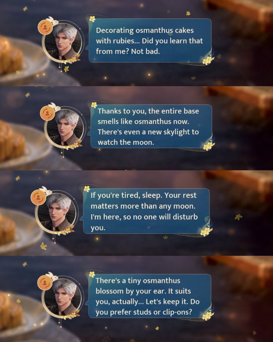 malicemizerlus's tweet photo. Sylus blooming osmanthus lines 

"if you're tired sleep. Your rest matters more than any moon. I'm here, so no one will disturb you." 😭 https://t.co/9R0VPVyHRE