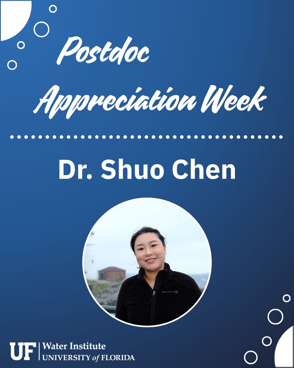 ufwater's tweet photo. Today’s spotlight this #PostdocAppreciationWeek features Dr. Shuo Chen. Working with the Water Institute, she uses large datasets and machine learning to assess how water quality in Florida streams has changed over the past 25 years, helping advance data-driven water management. https://t.co/F1VlsytE3Z