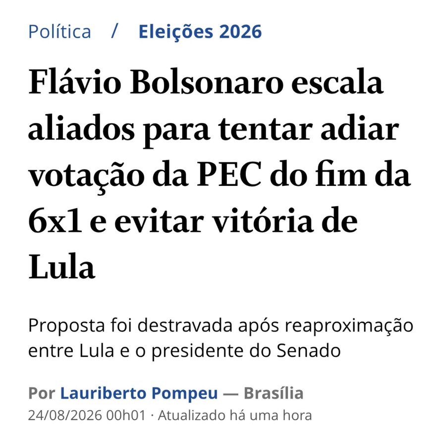 ricardope's tweet photo. Só vai ter fim da Escala 6x1 com Lula Presidente.
Flávio é contra. https://t.co/5HCESiUMbQ