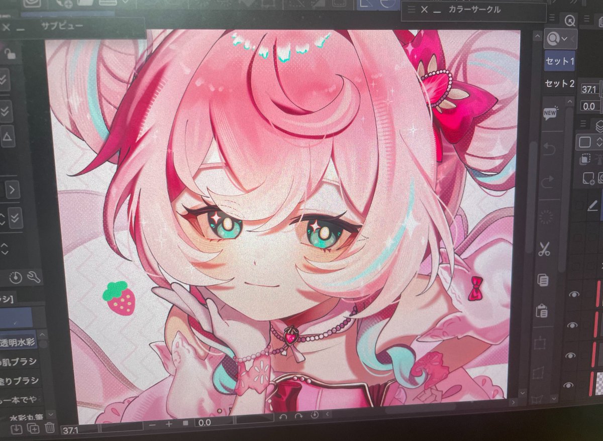 ninahanoe's tweet photo. ちなみに液タブの色味のほうが可愛いです😭😭 https://t.co/y2igYEiD2q
