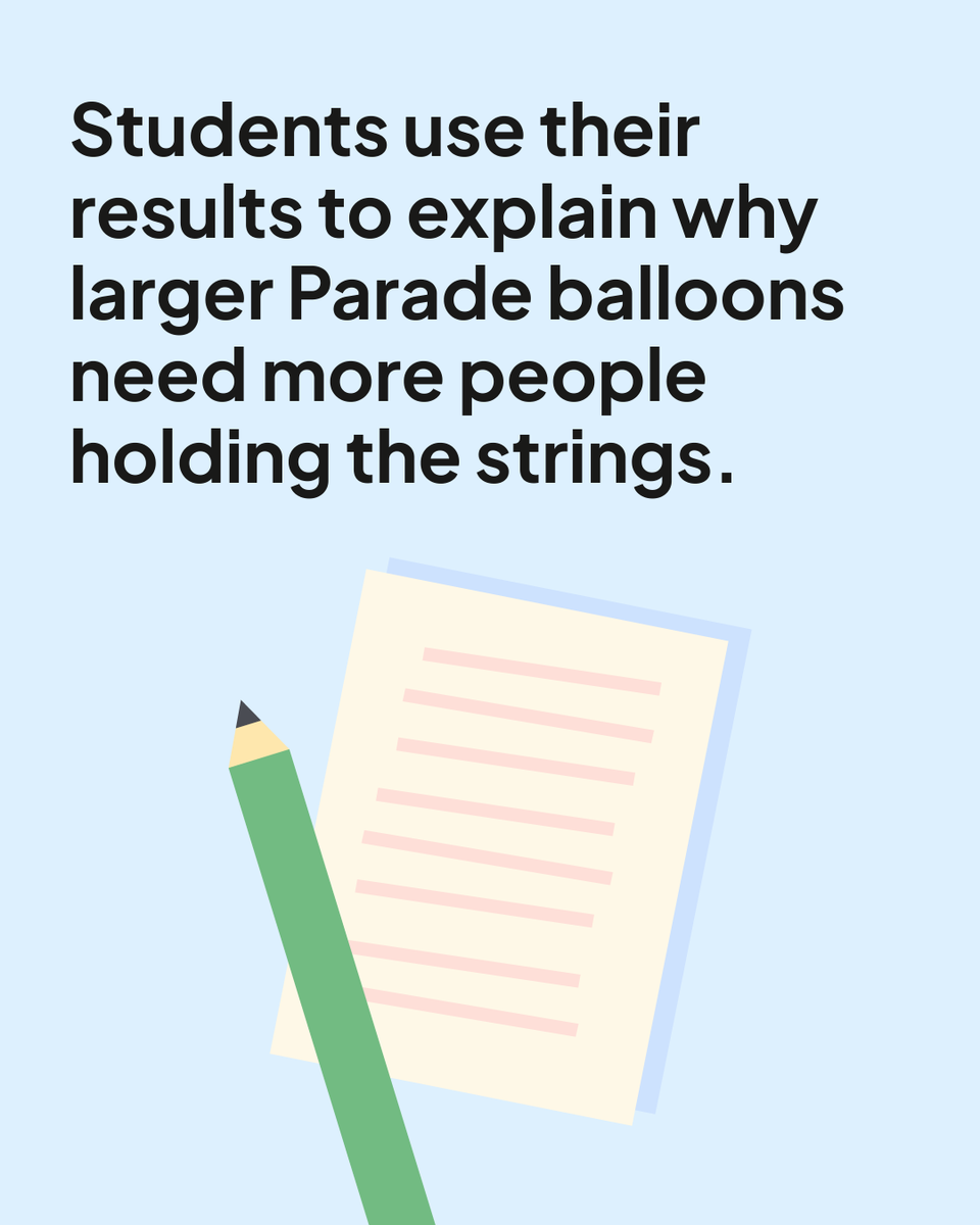 khanacademy's tweet photo. In this free, hands-on STEAM activity, students use balloon models to explore balanced forces, then apply what they learn to explain how giant balloons stay in place and design a Parade balloon of their own. Free teacher and student guides are included.

Explore the activity: https://t.co/iYjCFZFBgJ