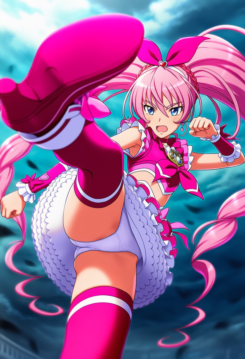 chirumk2's tweet photo. オクターブを飛びこえて

スイートプリキュアより北条響＆キュアメロディ
勇ましく見えるけど凄く繊細な子よね。レギンスは穿き忘れということで https://t.co/mqIPQz2tZX