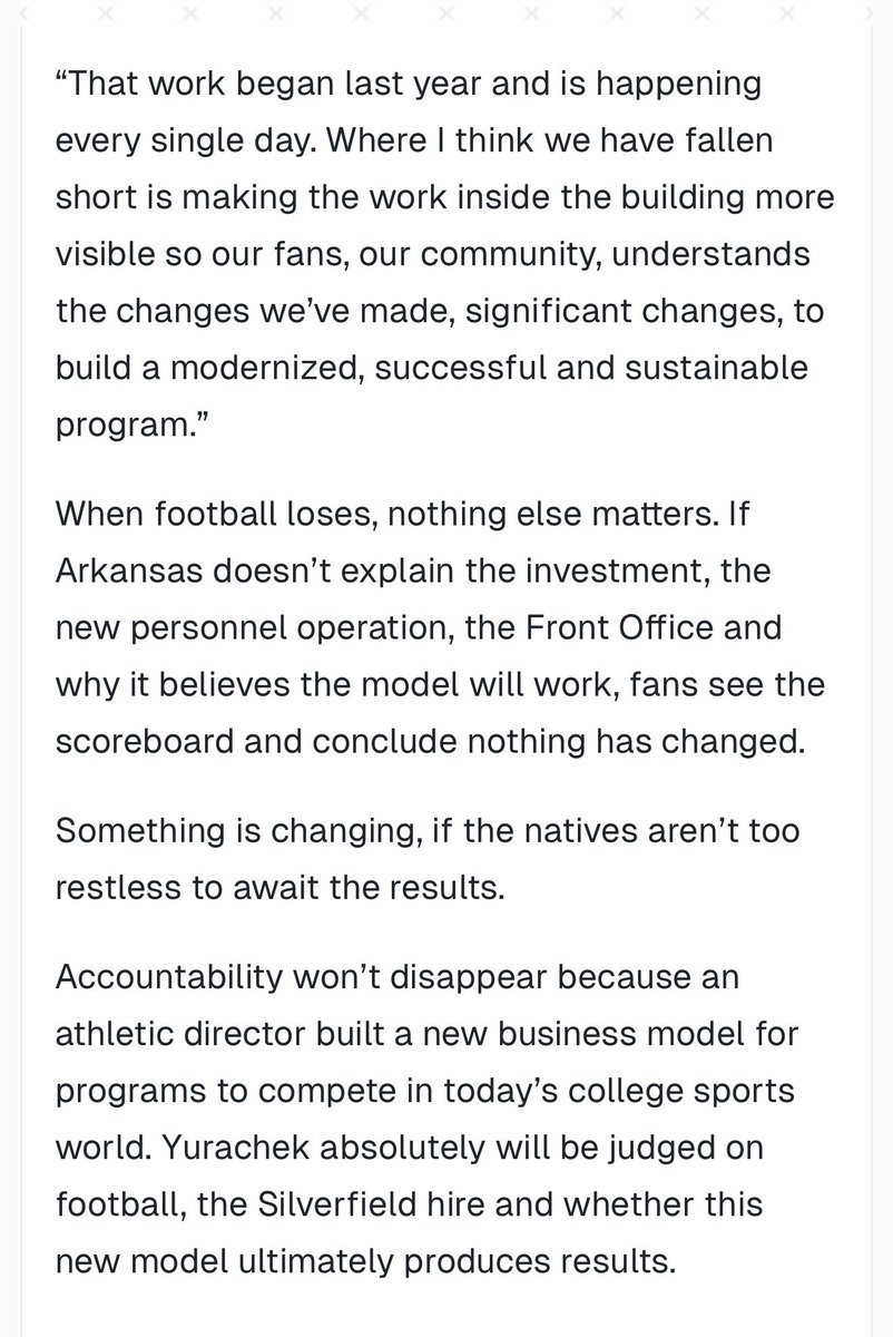 apryor07's tweet photo. @JFeltsy I’m not fanboying over HY, but I thought these sections were interesting. Winning games would make us feel better, but it seems like transparency is needed. Granted, this should have all started during Pittman’s tenure. We’re so behind the 8-ball, but what does starting over do? https://t.co/N9qItudsZn