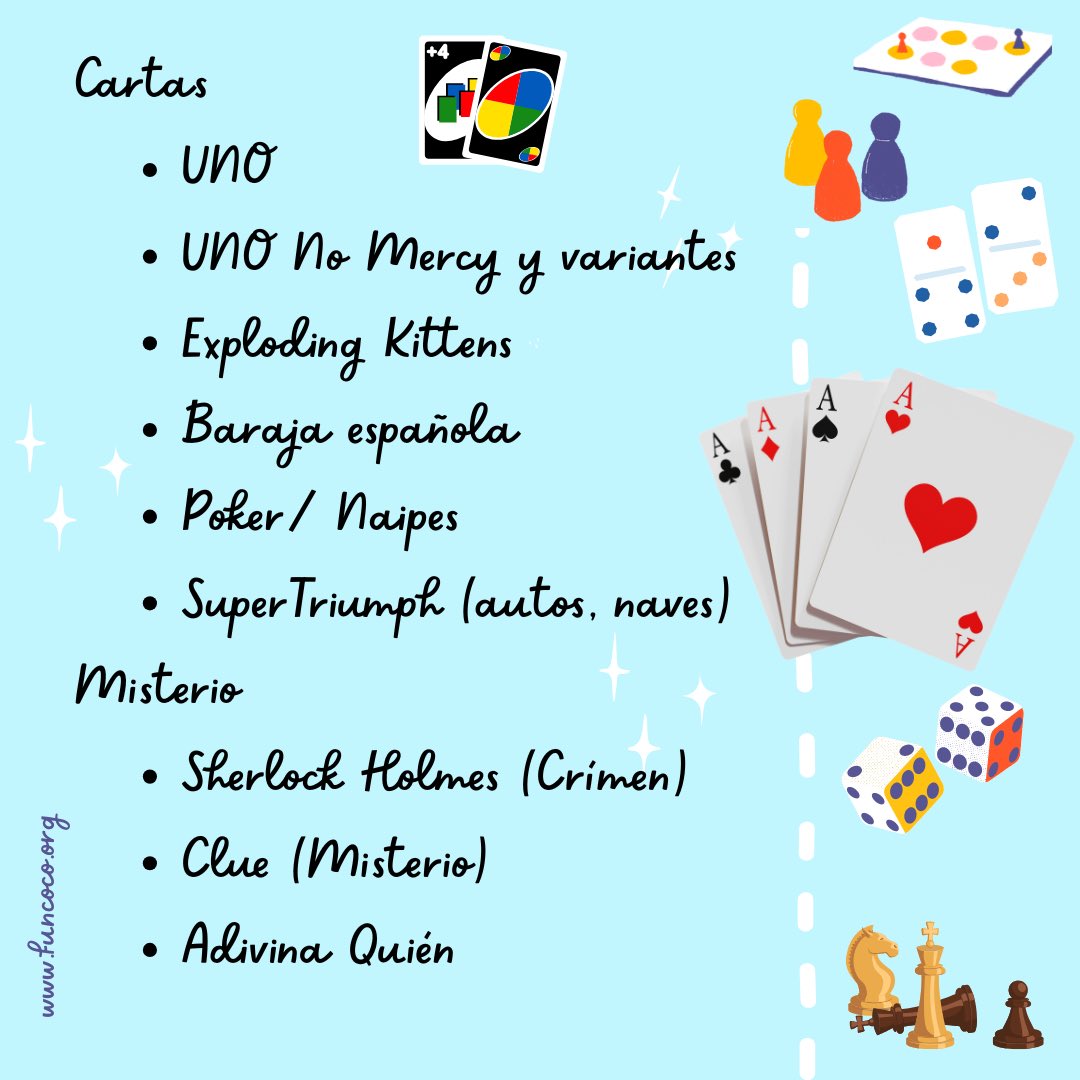 funconchadecoco's tweet photo. Algunos juegos de cartas que nos encantan son: #unoGame #unoNoMercy #ExplodingKittens #baraja #barajaespañola #naipe #poker #supertriumph #clue #clueGame #gameboard #juegosdemesa https://t.co/eGX2K0Wq1v