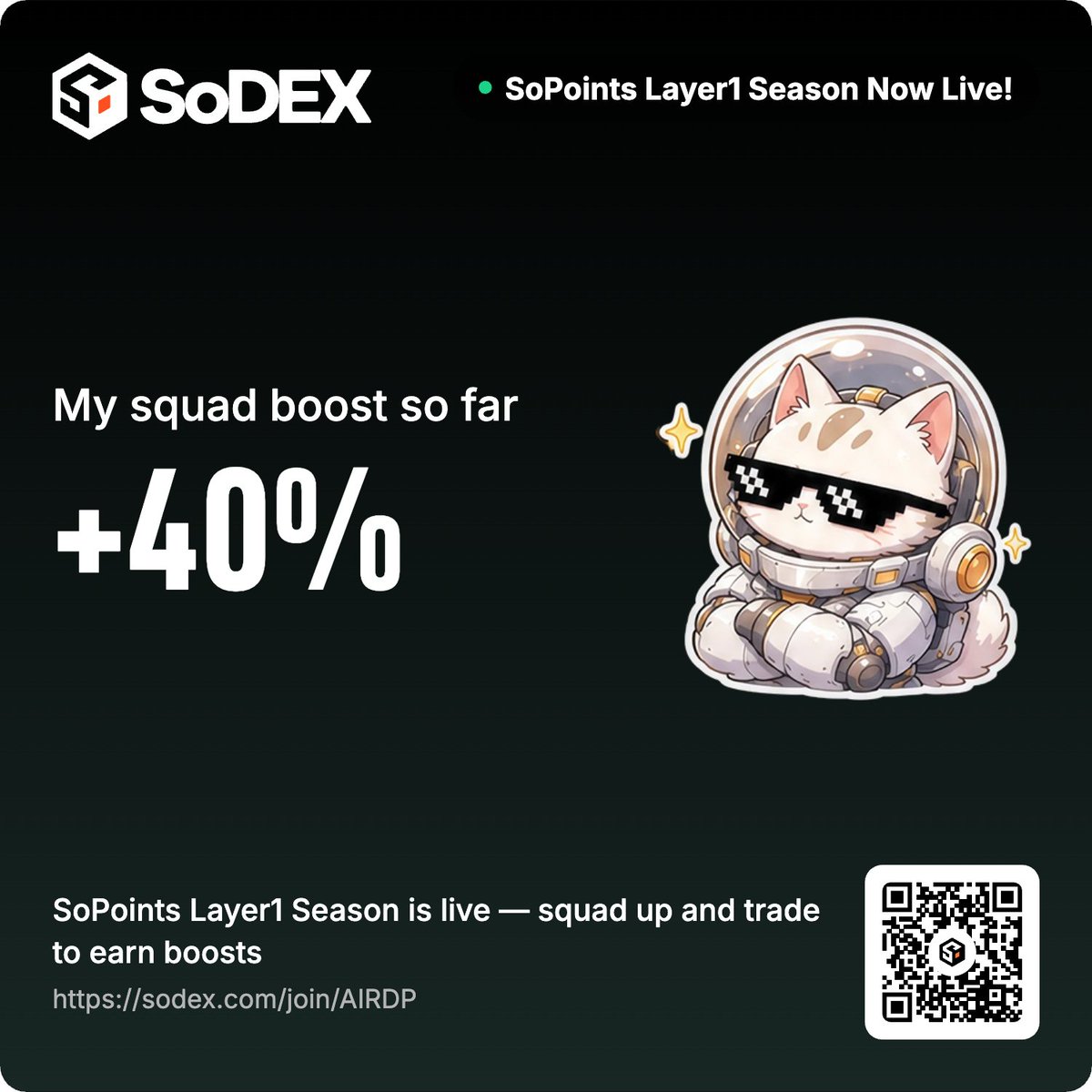 eng_bpimenta's tweet photo. SoPoints Layer1 Season is live! My squad boost is now +40%
Join my SoDEX squad with code AIRDP

https://t.co/4yHS3EDfKM https://t.co/ehEpImYHqF