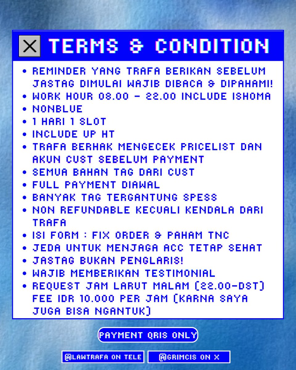 grimcis's tweet photo. hello, #bealanja
🩺 My gates are open once again to assist you.
I'm taking a limited number of tagging orders, so secure your spot inside my DMs at 19:00 on 24/09/2026!
dipersilakan untuk test dm! boleh move ke tele saat tag akan dimulai ⚓
Terima kasih! — Trafa. https://t.co/B16dG2bqbw
