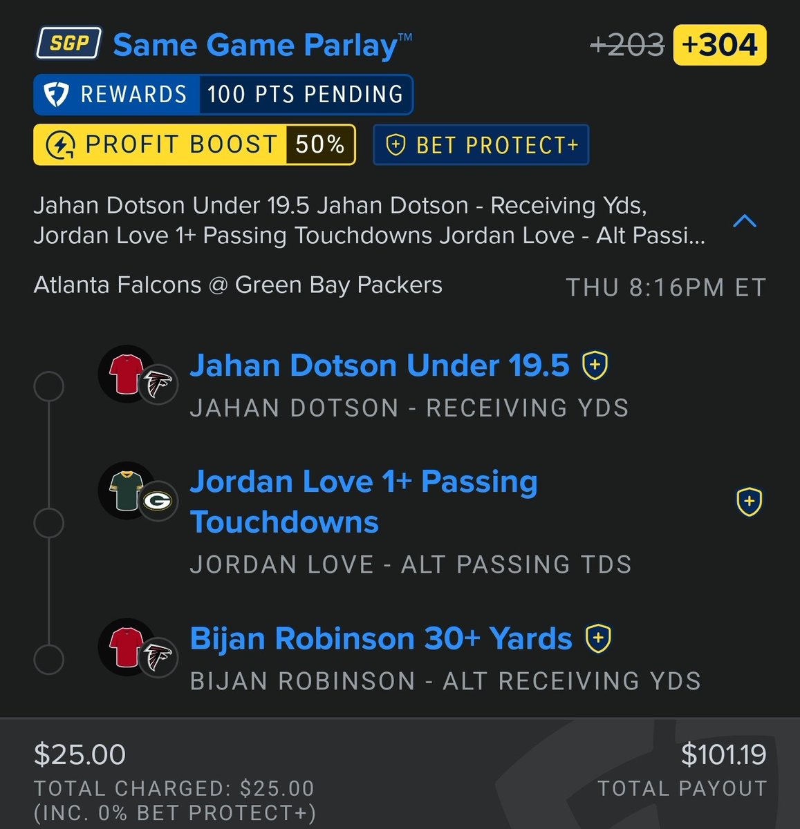 PGLProps's tweet photo. PGL Thursday Night Football — 3 Leg Core! - (+304 w/ Boost)

#NFL #NFLProps #FanDuel https://t.co/PdCoCTu2QQ