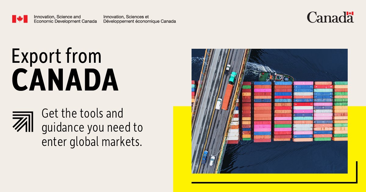 canadabusiness's tweet photo. Ready to take your small business beyond Canada’s borders?

Find out how to enter new markets, access funding and financing options, pursue global opportunities and navigate tariffs and regulations: https://t.co/yhCPc36uHq https://t.co/ONmyXTzCuD