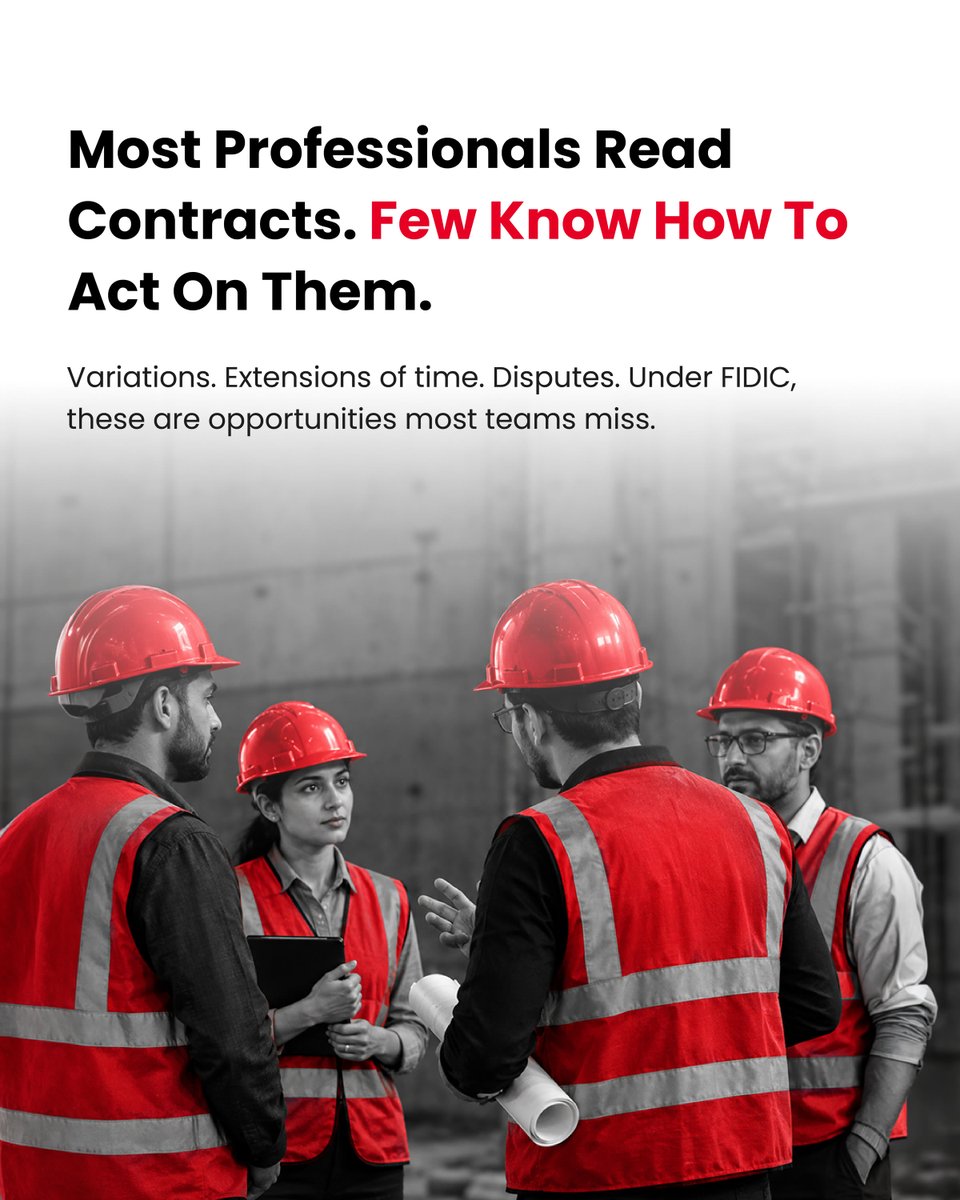 red_learning's tweet photo. Every delayed project has a claim hiding inside it.

Do you know how to find it?

Master FIDIC contracts, claims, disputes, variations, and EOT with the FIDIC Certified Contract Manager program.

Register today. 
https://t.co/BMCr7Gej9u https://t.co/X82aqh3s9r