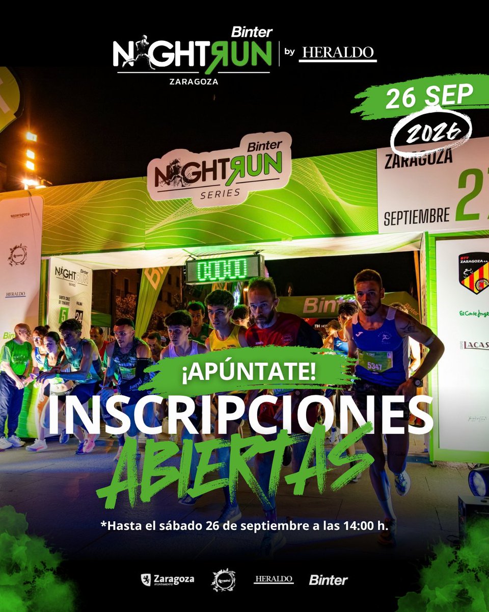 BinterNightRun's tweet photo. 🔥 TÚ LO PEDISTE, NOSOTROS TE ESCUCHAMOS…
💚 ¡LAS INSCRIPCIONES ONLINE SIGUEN ABIERTAS!

¿Todavía falta alguien en tu grupo? ¿Ese amigo que decía “me lo voy a pensar”? 😏

📲 INSCRÍBETE YA:
 https://t.co/snNghnrYQK

#binternightrun #binter #heraldo #carreranocturna #Zaragoza https://t.co/wOuyuFCVL0