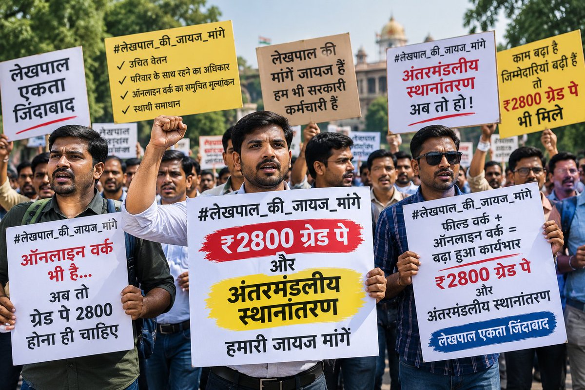 xuser_60's tweet photo. #लेखपाल_की_जायज_मांगे

फील्ड वर्क + ऑनलाइन वर्क + बढ़ती जिम्मेदारियां।

₹2800 ग्रेड पे लागू हो।
अंतरमंडलीय स्थानांतरण की व्यवस्था हो।

@UPGovt @myogiadityanath @myogioffice @CMOfficeUP @InfoDeptUP @BoardofRevenue

लेखपाल एकता जिंदाबाद! ✊ https://t.co/jxIQZO9pTZ