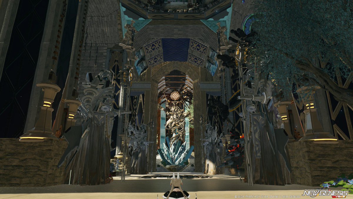 HgzWp6's tweet photo. #PSO2NGS #クリエイティブスペース

怒涛シルバーウィーク 
クリスペ成果👶💦
🎊美術品エリア完成(1/3)㊗️ 

・《石像-女神が騎士を貫く》1番自信作✨️
周辺も自然溢れる感じ…！
上を見上げ、ゆっくり神秘を味わって...🐌

・《石像-人馬の弓兵》
前作った人馬は破壊…🏹🐴💦
ポージングと鎧装飾を追加した人馬石像

・《石像-骸骨の魔道士》
巨大な魔道士が守ってる…って感じで配置
この地を守りし英霊像をイメージ💀🪄︎︎

・《剥製-異形エネミー3体》
百足の戦乙女騎士(百足と騎士合体…🐛)
邪神の幼体(癖画に描かれてそうな魔物👁️)
白き災厄のバレリーナ(☠️の🧑‍🩰)

奥の雰囲気もめちゃくちゃ変えて、雰囲気が最高ｩｯｯｯｯｯな感じになりました🤖✨️

ガチで頑張ったぉ(*•̀ㅂ•́)و✧
