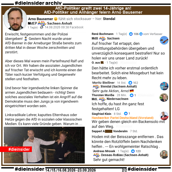 Die_Insider's tweet photo. Ermittlungen gegen AfD-Europaabgeordneten Arno Bausemer aus #Stendal, nachdem er einen Jugendlichen mutmaßlich mit dem #Baseballschläger verletzt haben soll! 

#LautGegenNazis #NiemalsAfD #AfDVerbot 
#Antifaschismus #GemeinsamGegenHass #DieInsider📎 https://t.co/1nEsqkQeVp