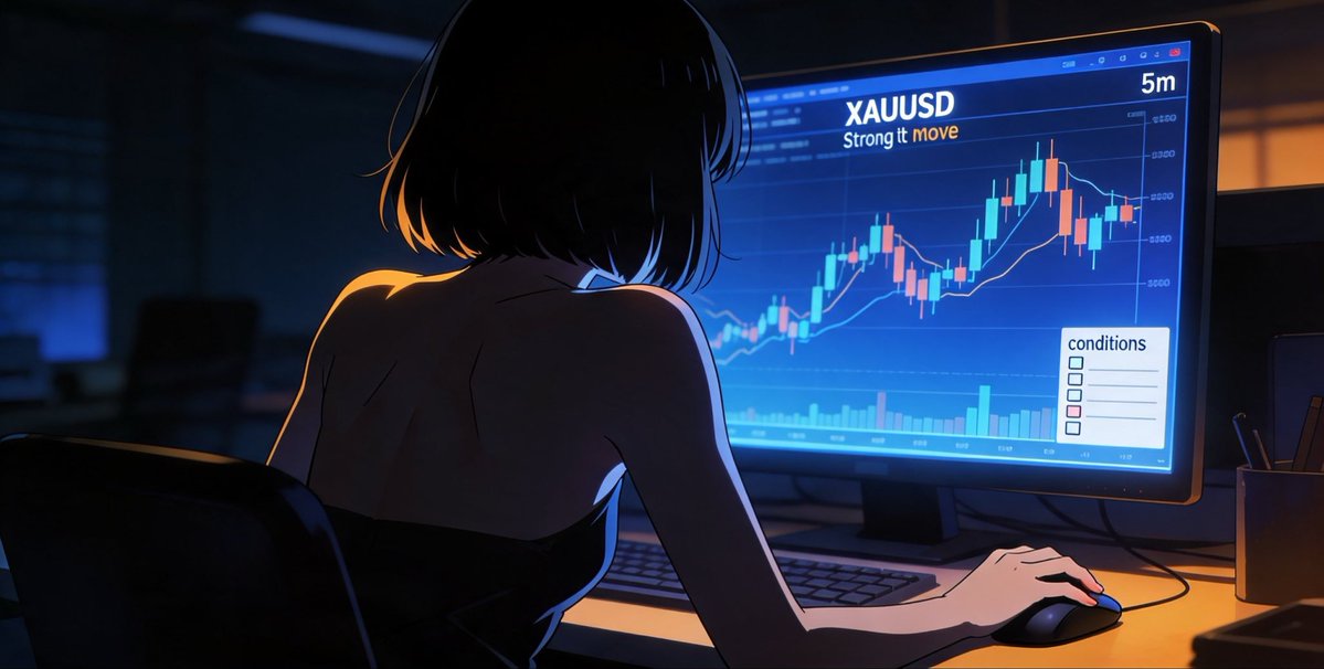 haru25_fx's tweet photo. 10万円チャレンジで学んだこと⑦

「今すぐ入りたい」と
「今、入るべき」は別。

動いているチャートを見ると、
置いていかれそうで焦ってしまう。

でも、焦って入ったトレードほど
後から理由が曖昧になりやすい。

最近は「入りたい」より
「条件が揃ったか」を見るようにしています

#FX #XAUUSD https://t.co/TZMyVtXGpK