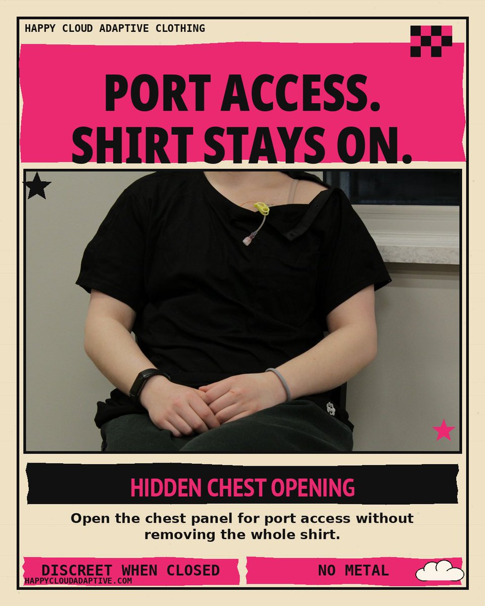 Happycloudadapt's tweet photo. Adaptive clothing should actually DO something.

Hidden chest access.
Shoulder openings.
Easier dressing.
IV coverage.
Real features built around treatment, recovery and everyday life.

#AdaptiveClothing #AdaptiveFashion #AccessibleFashion #InclusiveDesign https://t.co/OxcvFfyTQY