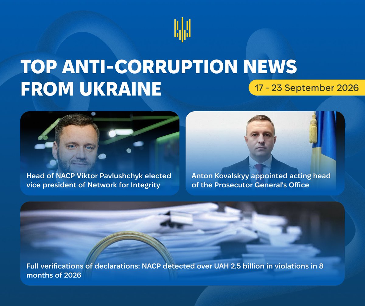NAZK_gov's tweet photo. 📚 The top anti-corruption news of the last week from Ukraine – in our new digest https://t.co/qT5ZkpBwnq https://t.co/bd8mMwxOW1