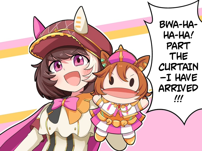 EspokunCity's tweet photo. Marche Lorraine: Opera Form!

Her personality becomes bursting with confidence, and flowers flutter in the air around her.

"I have around 10,000 variations of my ultimate move." by @AonojiQ

Please support the original artist's work!

#Umamusume #UmaTranslations 
#ウマ娘 #ウマ娘譲 
#MarcheLorraine #マルシュロレーヌ
---
The original Japanese is basically Momotaro from Kamen Rider Den O's catchphrase, "Ore Sanjou/I've Arrived!" But I tried to retrofit it even further to fit Opera's personality and opera-like show!