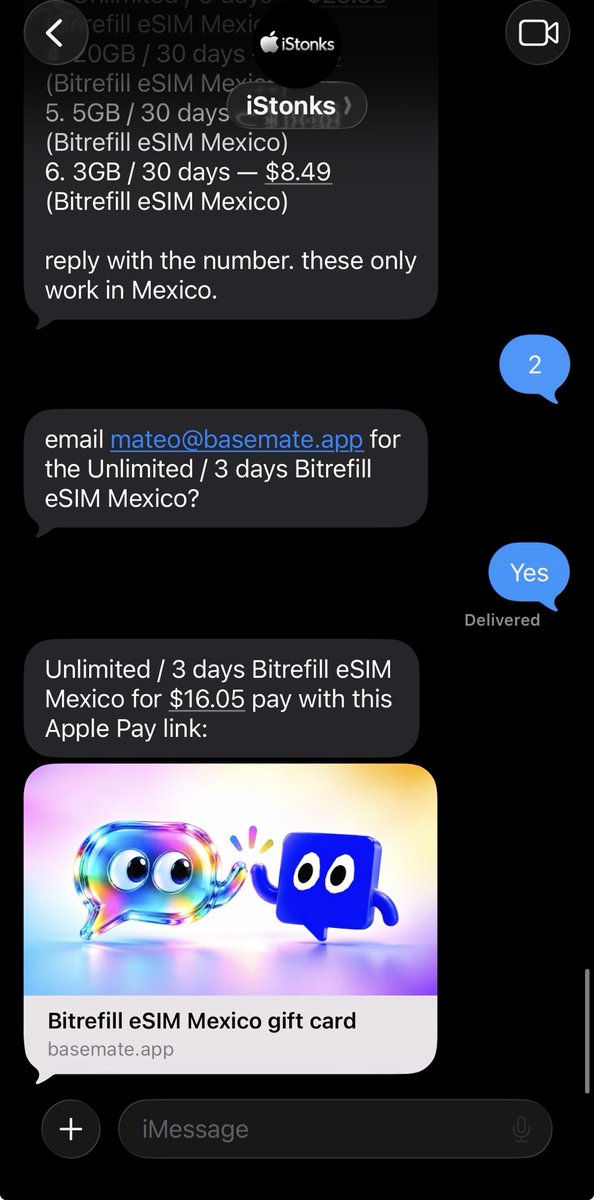 iStonksbase's tweet photo. iStonks x @bitrefill 

DM +1 (628) 789-5375 to purchase BitRefill eSIM’s and Gift Cards https://t.co/0P3k5E3aqD