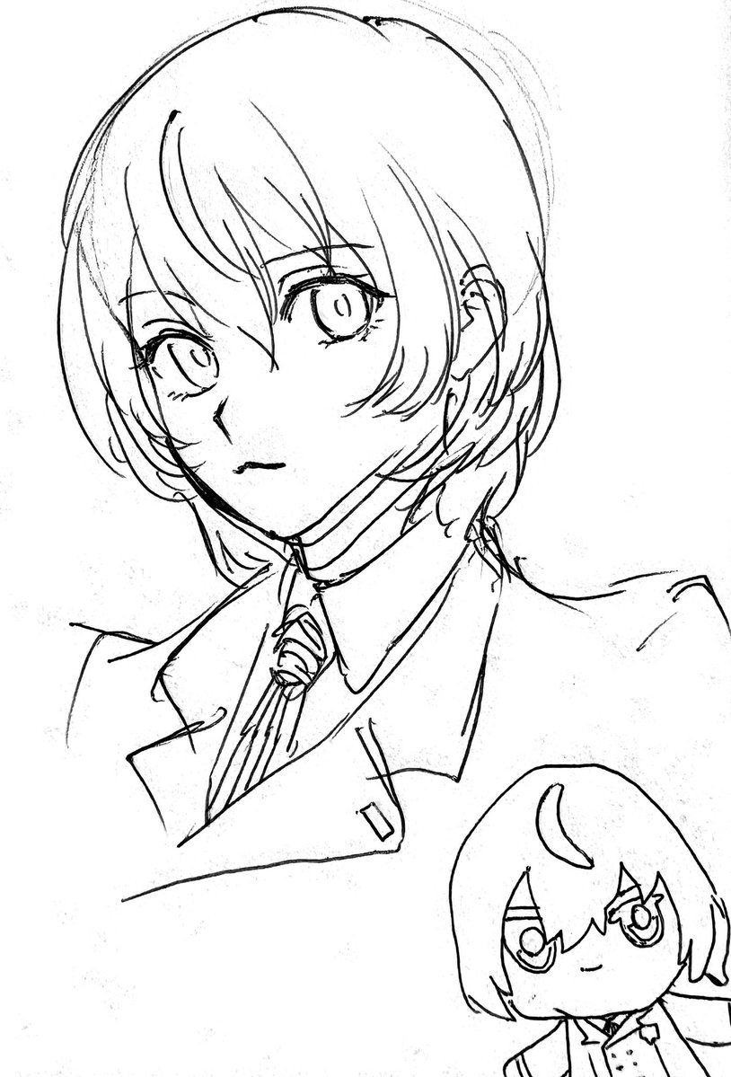pretty_akechi's tweet photo. 旅先のホテルで描いたボールペン智吾郎とぬい https://t.co/sdGpccgVe4