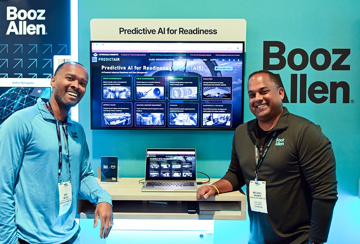 BoozAllen's tweet photo. Built for mission. Proven in the field.
 
Last week at Air, Space & Cyber we brought AI-powered, mission-ready tech, built to strengthen force readiness, including:

·  Modular Detachment Kit  
·  Predictive AI for Readiness 
·  Synthetic Environments 

Our tech accelerates training, rehearsal, and readiness—giving operators the advantage to outpace evolving threats. 
 
Swipe to see Booz Allen in action.