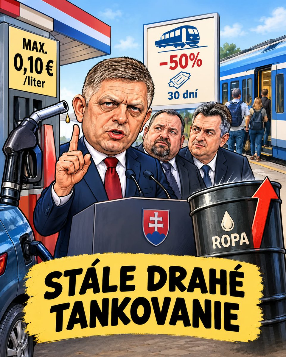 zedzaden's tweet photo. Najprv strop na maržu. 

Potom polovičný lístok namiesto lacnejšej nafty. 

Kurva strašne šikovné: pumpa ostane drahá, vlak má byť náplasť. 

Vyjebali sa na to, že väčšina ľudí nejde do práce vlakom. 

To je úplné dojebaná náhrada. 

Kým ladia daň aj cenu, tankovanie ostáva drahé.

Prečo?

Premiér Robert Fico po dnešnom rokovaní vlády oznámil, že od prvého októbra má byť maloobchodná marža pri benzíne a nafte najviac desať centov na liter. 
Povedal, že strop nezastaví rast cien, ak pôjde hore samotná ropa. 
Na vláde sedeli aj ľudia zo Slovnaftu. Kabinet schválil aj dočasné zníženie cestovného v druhej triede vlakov o päťdesiat percent. 
Má platiť od prvého októbra zatiaľ na tridsať dní. 

Predseda SNS Andrej Danko dnes zopakoval, že trvá na zrušení transakčnej dane. 
Blokovanie rozpočtu označil za jeden z variantov. 

Minister Rudolf Huliak povedal, že o dani bude koalícia ešte rokovať.

Strop na maržu nie je zľava na pumpe. 
Ak zdražie ropa, zdražie aj stojan. 
Lacnejší vlak je na mesiac a nevozí každého k práci. 
Rozpočet stále nie je uzavretý. 

Jedna časť koalície chce daň zrušiť. 
Druhá hovorí, že výpadok nemá čím zaplátať.