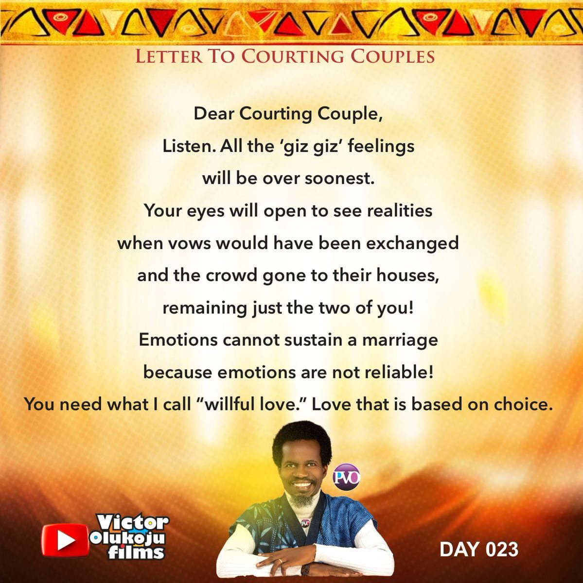 chinonye_nwaeze's tweet photo. Day 23 of 61 Days

LETTER TO COURTING COUPLES

A message from God to brothers and sisters who are planning to get married.

Please share this letter with all your contacts
#victorolukoju #pvo #spa #lettertomydaughter #lettertocourtingcouple #lettertomyson #sexualpurityassociation https://t.co/svgNSDbbDN