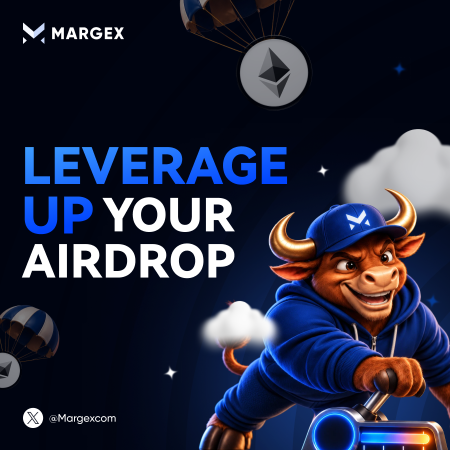 Margexcom's tweet photo. 🐂 YOUR LEVERAGE, YOUR PROGRESS

Same $1,000 balance. One trader uses 10x, another uses 100x - the second one builds airdrop volume ten times faster.

▪️ Position size = margin × leverage
▪️ More size per trade = fewer trades to the next tier
▪️ Up to 100x available on selected markets

Leverage sets the pace. Risk moves with it too.

⏳ Airdrop live through Oct 16.

Trade it on Margex. Link in bio