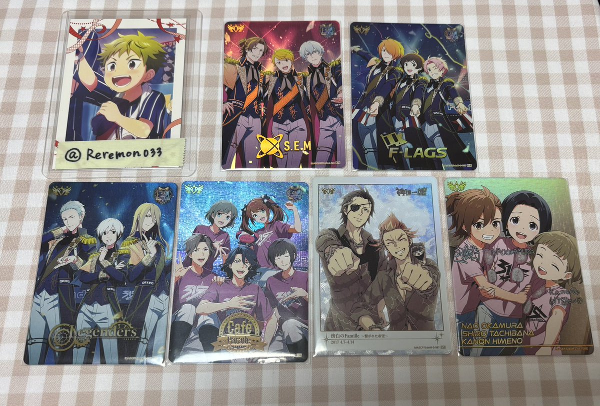Reremon033's tweet photo. 【交換】SideM カードフォリオ

譲:画像の通り

求:SSR:F-LAGS（優先）
MR:Cafe parade、THE虎牙道、Legenders

郵送希望。一点からでも可能ですが、まとめてが優先になります。SR→NかR2枚、PSR→SSRも可。
下ツリーとまとめても可能です！ https://t.co/6ziGS0eePy