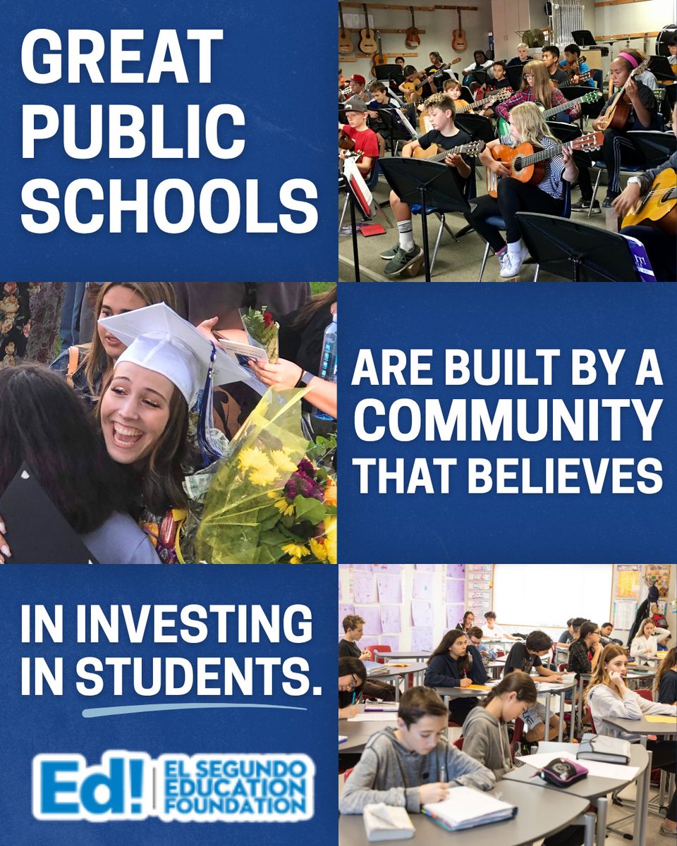 ElSegundoUSD's tweet photo. Since 1983, Ed! has invested more than $39 million in ESUSD. Today, 100% of students in #ESUSD public schools benefit from Ed! funding.

To learn more and get involved, visit the @ElSegundoEdFnd website: https://t.co/as3tEa35xP https://t.co/5XSbqMp6cY