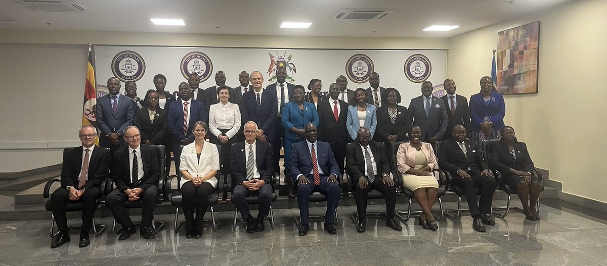 DKinUganda's tweet photo. Delegation of Danish judges visited Uganda’s Judiciary for a judicial exchange.
The visit brought judges from the two jurisdictions together to exchange experiences and learn from one another on the administration of justice, access to justice and other issues facing the courts. https://t.co/potgQQzlJq