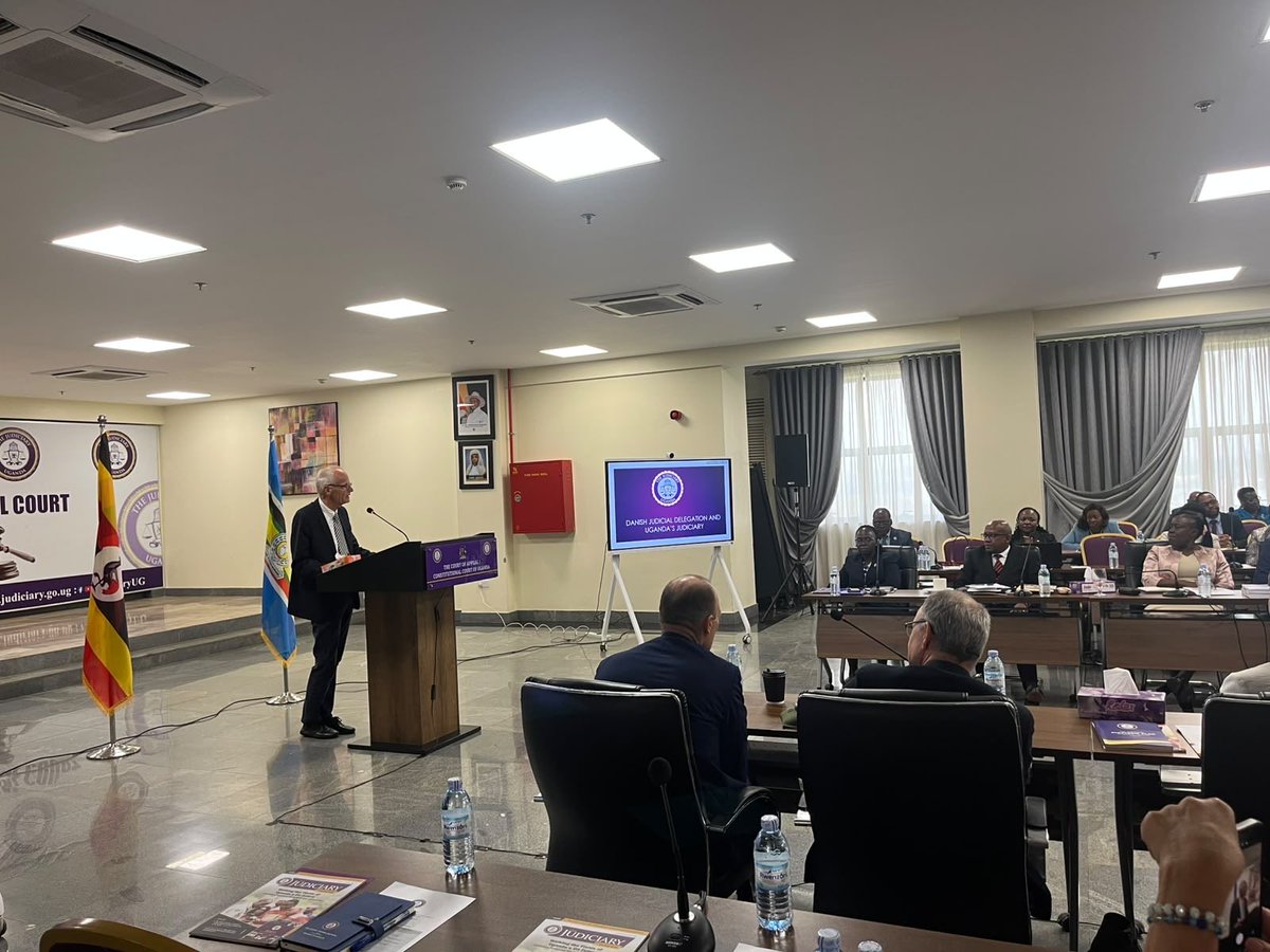 DKinUganda's tweet photo. Delegation of Danish judges visited Uganda’s Judiciary for a judicial exchange.
The visit brought judges from the two jurisdictions together to exchange experiences and learn from one another on the administration of justice, access to justice and other issues facing the courts. https://t.co/potgQQzlJq
