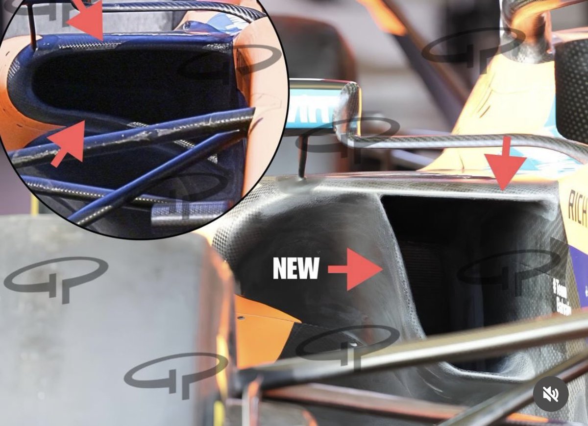 MateuszMrz8's tweet photo. McLaren mocno zmienił swoje boczne wloty powietrza w ramach pakietu aktualizacji na GP Azerbejdżanu. Zdjęcia autorstwa: Giorgio Piola. 

#F1PL #ElevenF1 #F1 https://t.co/ALZPnt4dL8