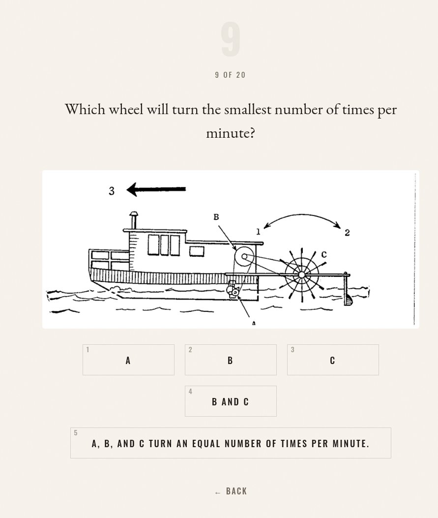 KirkegaardEmil's tweet photo. Older tests had interesting questions. Take this Mechanical Reasoning test from 1960s. It was given to 10000+ American high school students as part of Project Talent. You have 11 minutes to beat them.

https://t.co/2ZP2hc1sLV https://t.co/oU7baK14xp