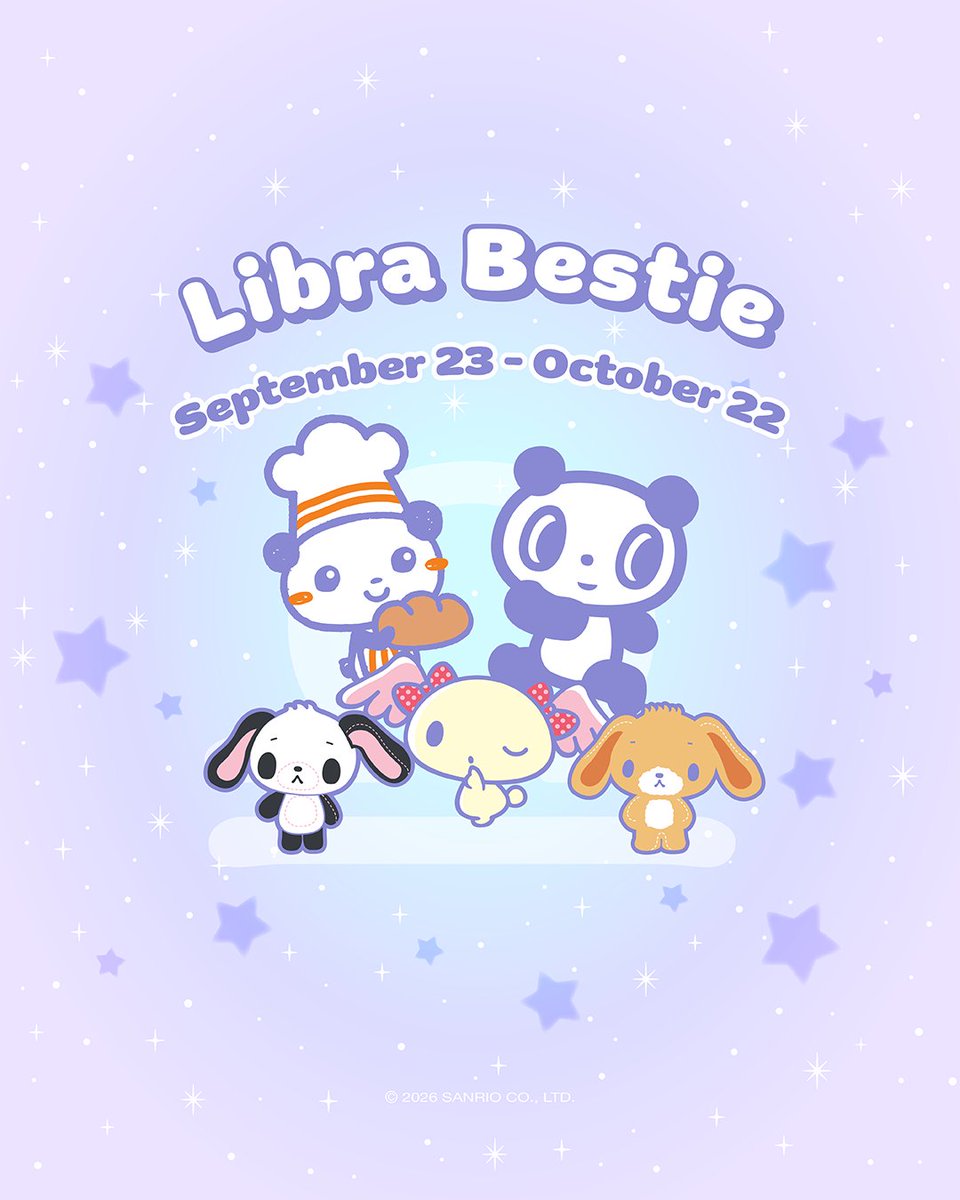 sanrio's tweet photo. Meet your Libra ♎️ besties: Azuki from Cinnamoangels, Panna Pitta, Chocopanda, Komugiusa, and Pandausa! Tag a Libra you adore 🩵 https://t.co/QenCNy0x92
