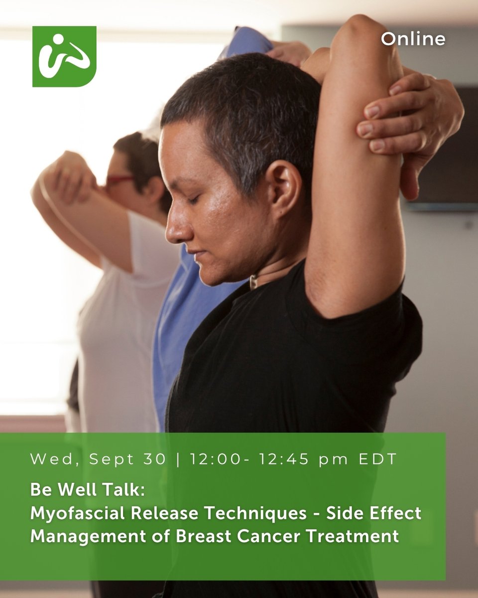 WellspringCAN's tweet photo. Breast cancer treatment can cause pain in the thin fibrous covering that surrounds your muscles called fascia. Tune into this upcoming Be Well Talk to learn about practical myofascial stretches🧘‍♀️

Register at the link in bio. https://t.co/nwZiQcjQ1V