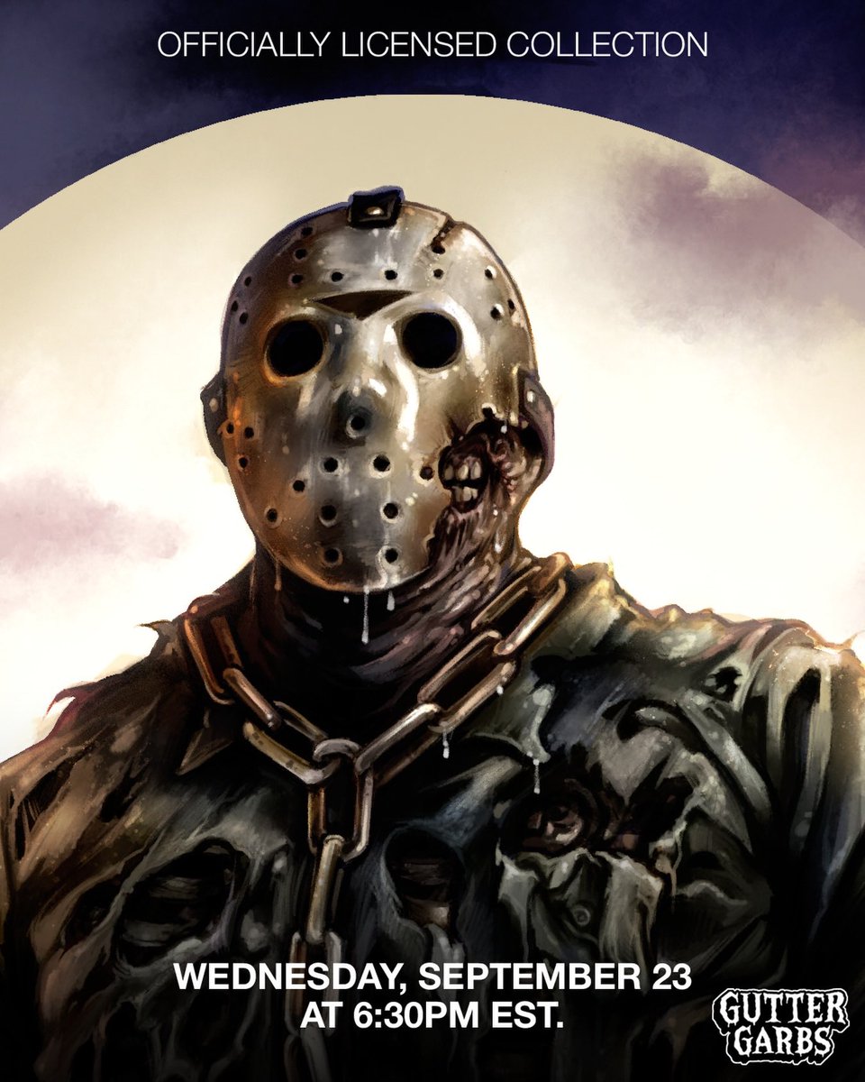 slashersxo's tweet photo. JASON VOORHEES portraits artwork for Gutter Garbs - September 2026 collection! #FridayTHE13th🪓 https://t.co/nfmpGwUDtY
