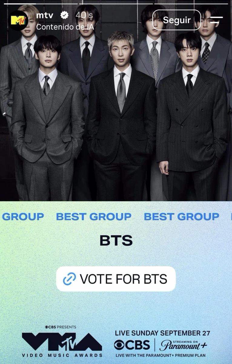 stayalivejksg's tweet photo. BTS PASA A LA RONDA FINAL, AQUI SE DETERMINARA QUE GRUPO GANA LA CATEGORÍA A "BEST GROUP" DE LOS VMAs 2026!! 

INGRESEN AL LINK QUE ESTA EN LA HISTORIA DE MTV Y VOTEN POR BTS CON TODAS SUS CUENTAS DE IG!! 🔥

VOTE FOR BTS BEST GROUP ON VMAs
#VoteForBTSonVMAs
#BTSBestGroupOnVMAs https://t.co/fEKPqzFMXs