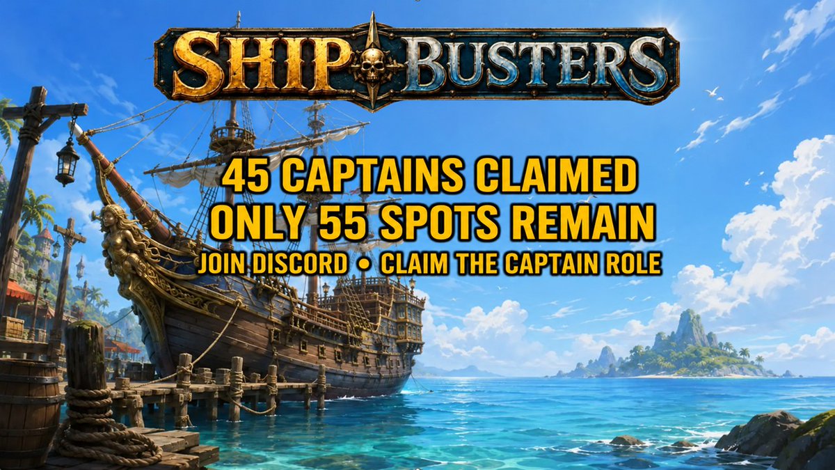 ShipBustergame's tweet photo. 🏴‍☠️ 45 Captains claimed—only 55 spots remain!

Join our Discord, claim the Captain role and invite your crew. First 100 Captains receive private beta access.

Discord: https://t.co/17trN52KnR

Steam: https://t.co/ZKgN2AECVP

#ShipBusters https://t.co/JuLvfT8vT2