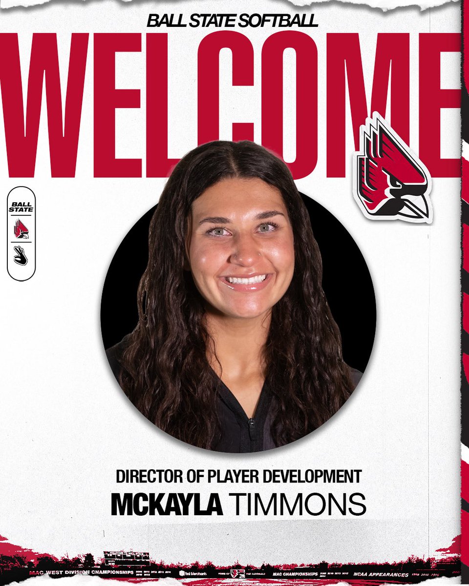 BallStateSB's tweet photo. Excited to welcome back Ball State Legend @timmons_mckayla … a two-time PROFESSIONAL CHAMPION w/the @theatlantasmoke … as our Director of Player Development

#ChirpChirp x #WeFly x #MACtion https://t.co/imGWzVe6z0